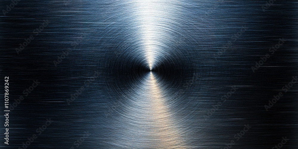 Poster polished metal surface displaying intricate swirling patterns under soft light at close range