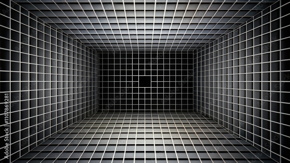 Poster Abstract grid pattern with a depth of field effect, creating a feeling of an endless space