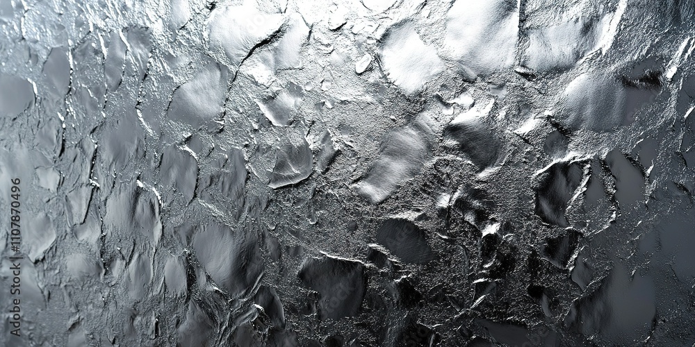 Poster abstract metallic texture resembling ice or silver surface created by light reflections and shadows