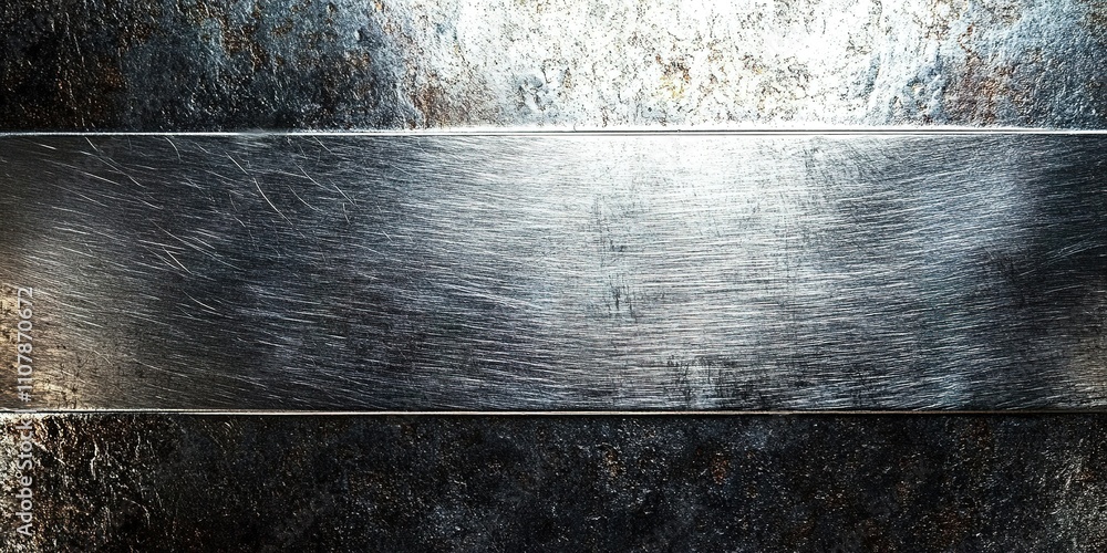 Poster metal surface display showcasing texture and reflections in a well-lit studio environment
