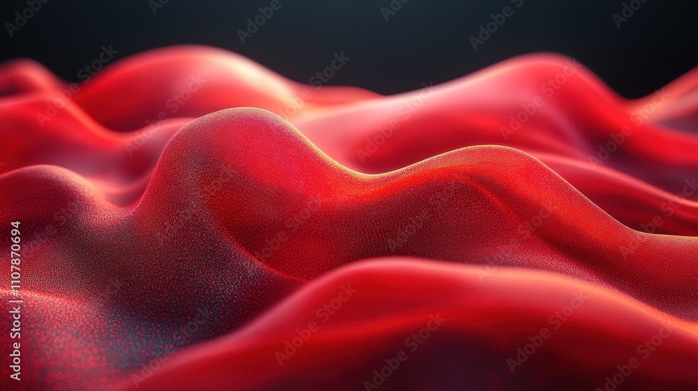 Poster flowing red cloth with alpha channel 3d rendering