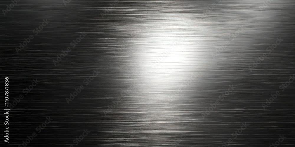 Poster brush stroke effect on metallic surface creates abstract light reflections in a dimly lit setting