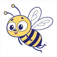 Obraz premium Honey bee logo design template with vector illustration. Flying honey bee icon symbol in line, flat, and color style. Vector illustration