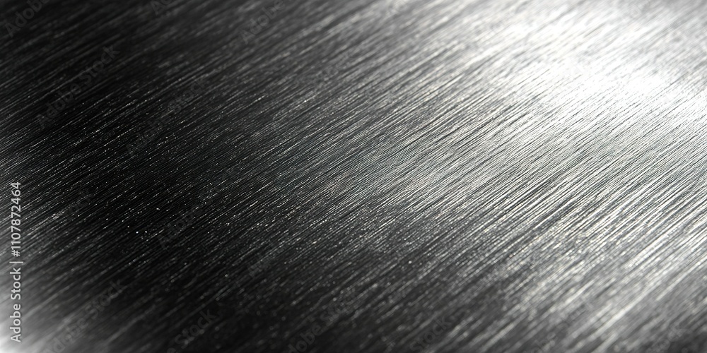Poster metallic surface with intricate textures reflecting light at various angles in a modern setting