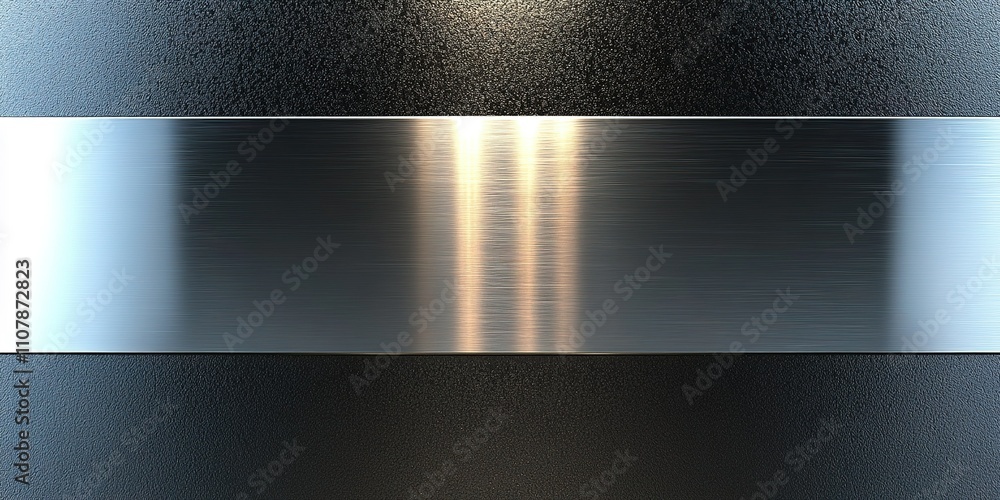 Poster polished metal texture with shiny stripe on a dark background creating a modern and sleek appearance