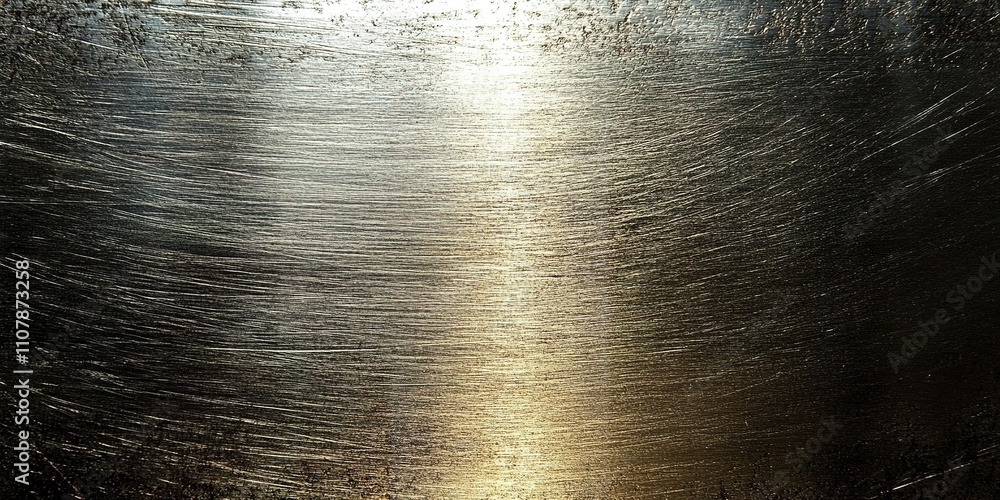 Poster metallic surface reflecting light with textured patterns creating a unique visual appearance