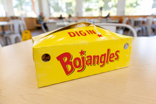 Bojangles Fast Food Restaurant Fried Chicken Box and Logo Inside the Restaurant on November 17, 2024 in Charlotte, North Carolina