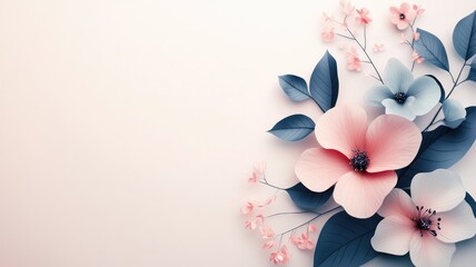 Obraz premium Elegant floral arrangement with pink and blue flowers on white background