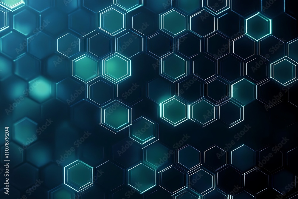 Poster digital hexagon abstract background, generative ai