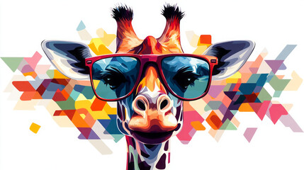 Sunglasses Giraffe: A Colorful and Abstract Artistic Journey