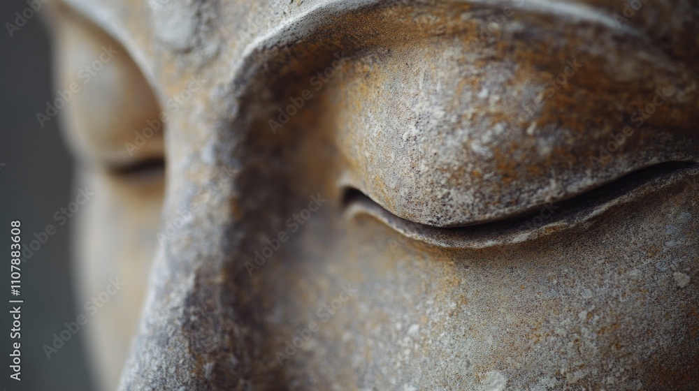 Poster a detailed view of a facial sculpture, suitable for use in various contexts such as art, design, or 