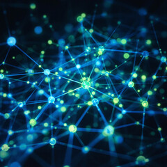 Obraz premium Connected Nodes in a Neural Network with Glowing Hues
