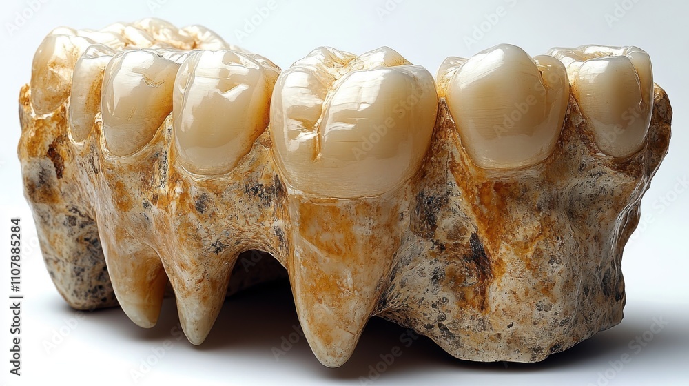 Poster isolated clipping path of a tooth that has been extracted in closeup against a white background macr