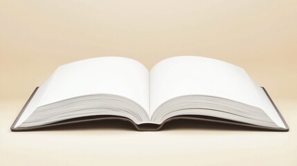 An open book with blank pages, symbolizing potential for creativity and knowledge, set against a soft, neutral background.