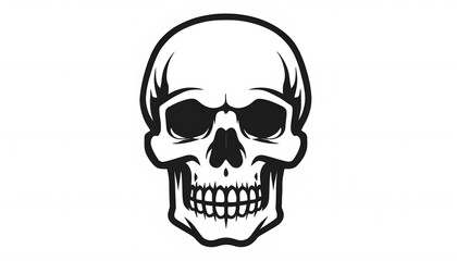 Fototapeta premium Classic Skull Icon with Bold Lines on White Background