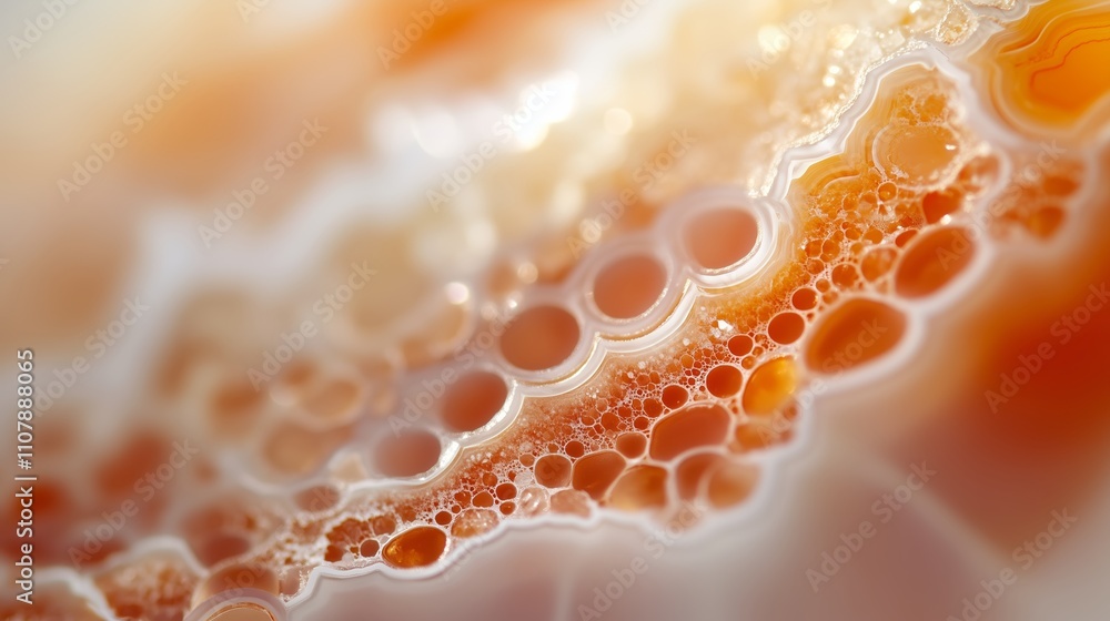 Poster colorful abstract patterns with bubbles and textures demonstrating fluid dynamics in vibrant hues