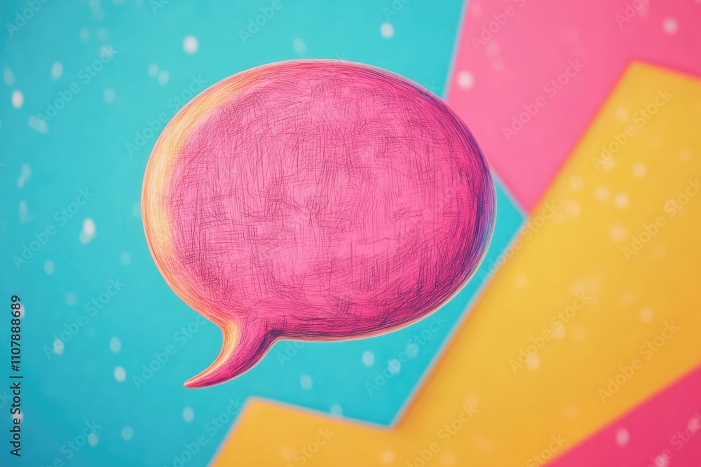 Poster A bright and cheerful background with a pink speech bubble, ideal for illustrating creative ideas or adding humor to your design