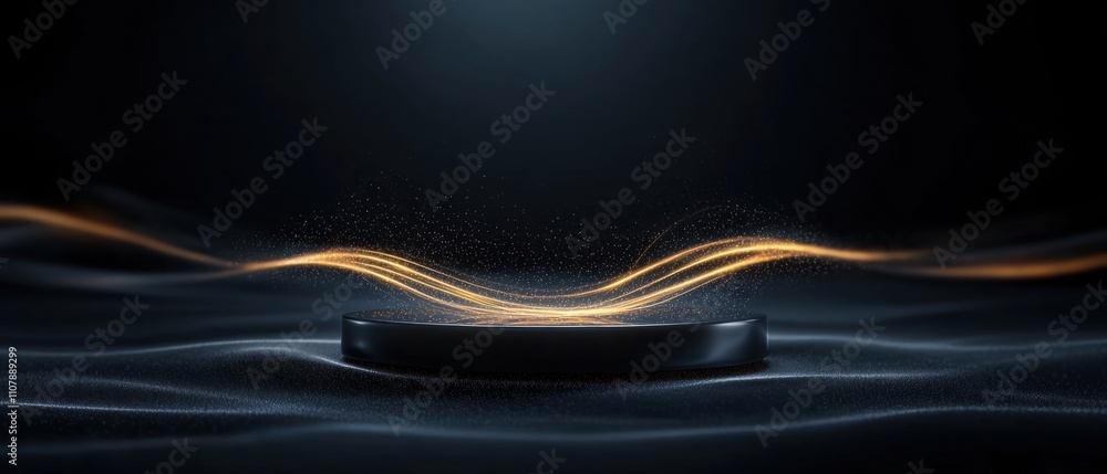 Poster digital illustration of a black circular object on a dark background. the object appears to be a puc
