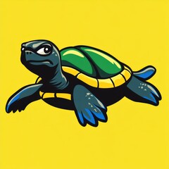 Obraz premium Angry cartoon turtle illustration.