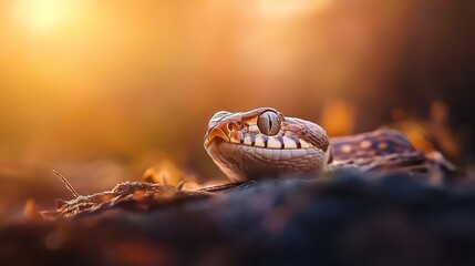 Fototapeta premium Snake sensing heat patterns in the dark, relying on its thermal vision to navigate and hunt. The essence of adaptation and survival in nature.