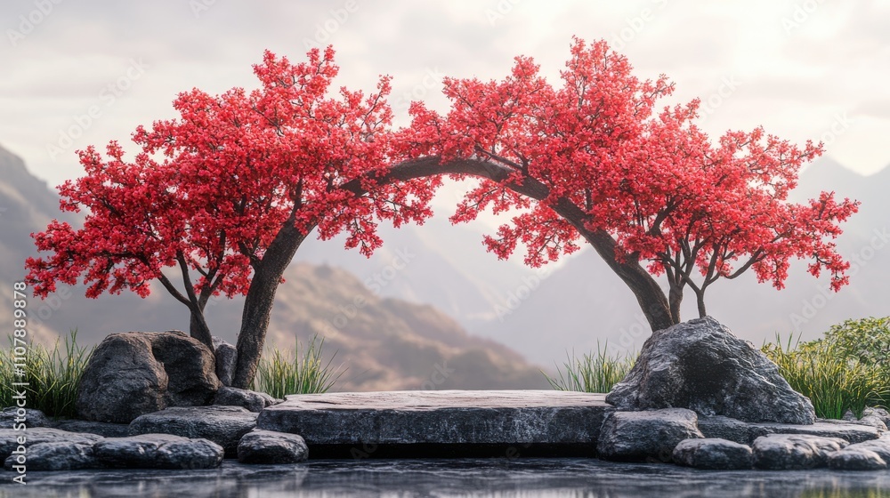 Aufkleber loop animation of ancient chinese brush 3d rendering
