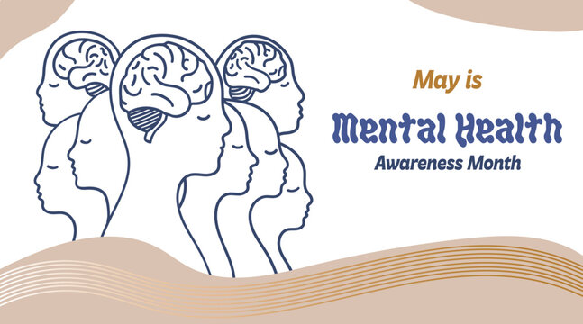 Traven is a month of awareness about mental health. Mental Health Awareness Month. Vector illustrations.