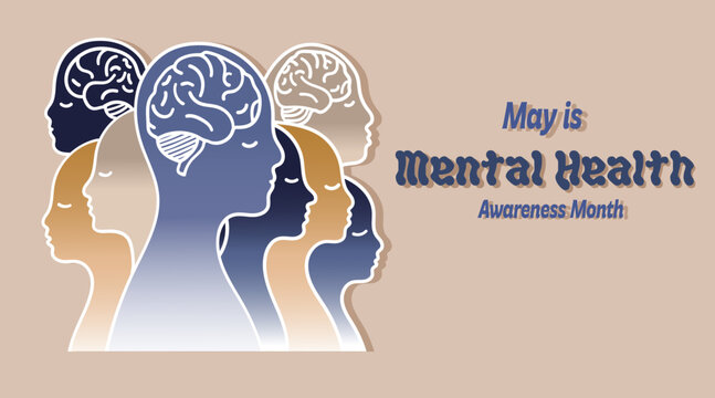 Traven is a month of awareness about mental health. Mental Health Awareness Month. Vector illustrations.