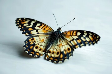 Fototapeta premium Close-up of a butterfly perched on a white surface