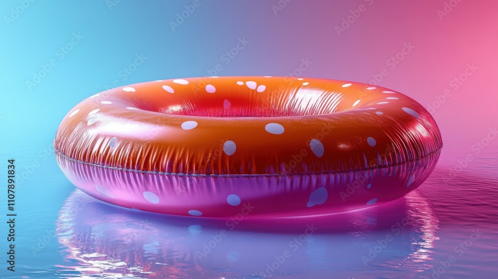 Poster loop animation of inflatable swimming ring 3d rendering
