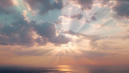 Sunrise Breaking Through Partly Cloudy Sky