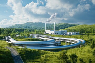 Creative geothermal facility producing renewable energy with a sustainable design and minimal ecological impact