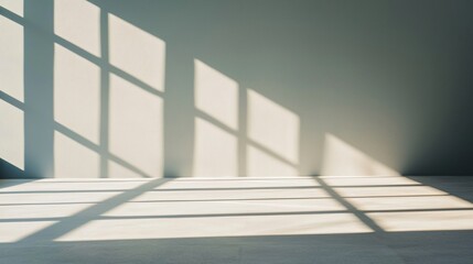 Obraz premium Minimalist Wide Shot of Geometric Shadows Modern Interior Photography Bright Space Eye-Level View Minimalism Aesthetic