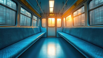 Fototapeta premium malaysia s shah alam selangor the interior of a blue seat public transportation bu