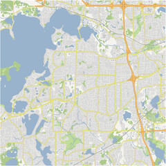 Map of Minnetonka in Minnesota in a normal road map style. Contains layered vector with roads water, parks, etc.
