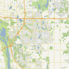Obraz premium Map of Woodbury in Minnesota in a normal road map style. Contains layered vector with roads water, parks, etc.