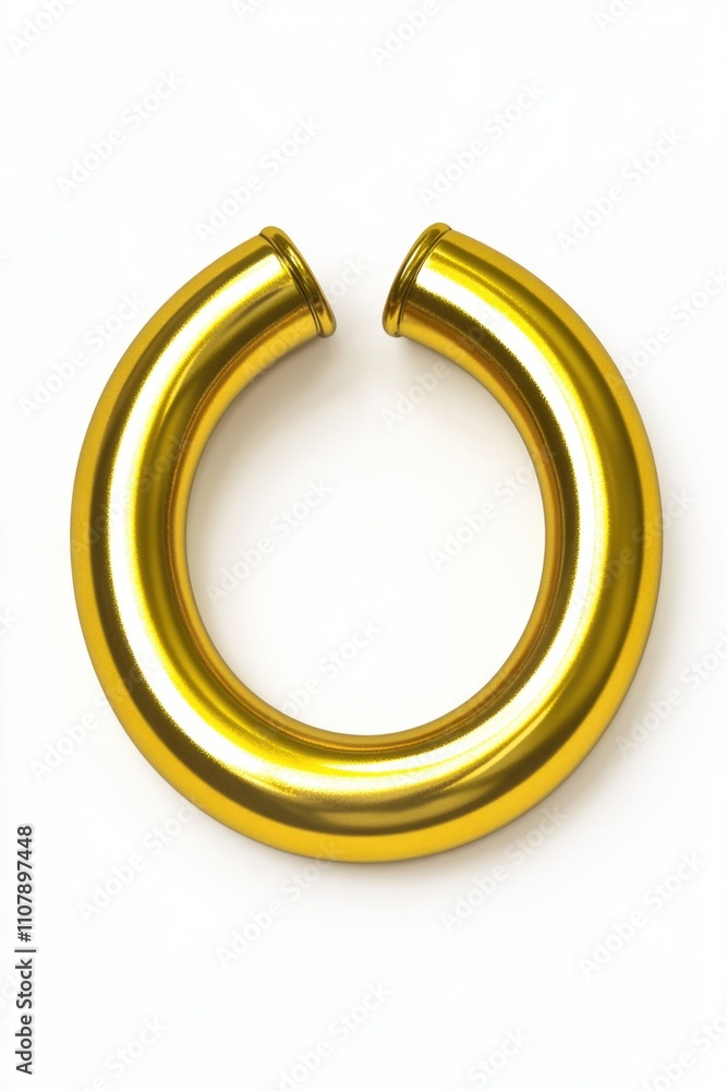 Poster a single gold metal object placed on a white surface, suitable for use as a background or symbol