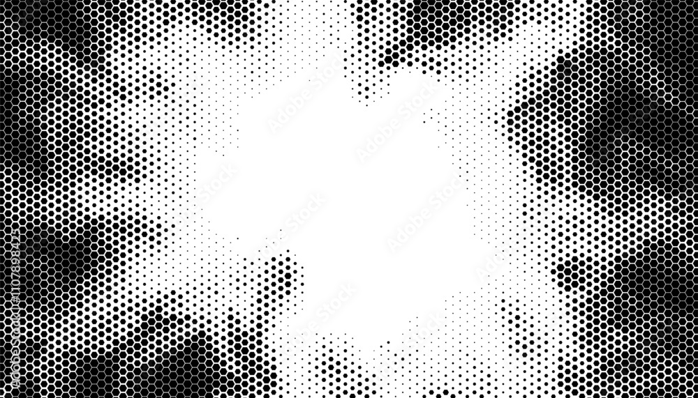 Poster smooth transition of hexagon pattern made circular frame effect. vector format illustration