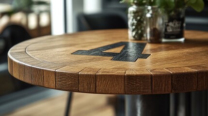 Fototapeta premium Wooden Table with Number Four