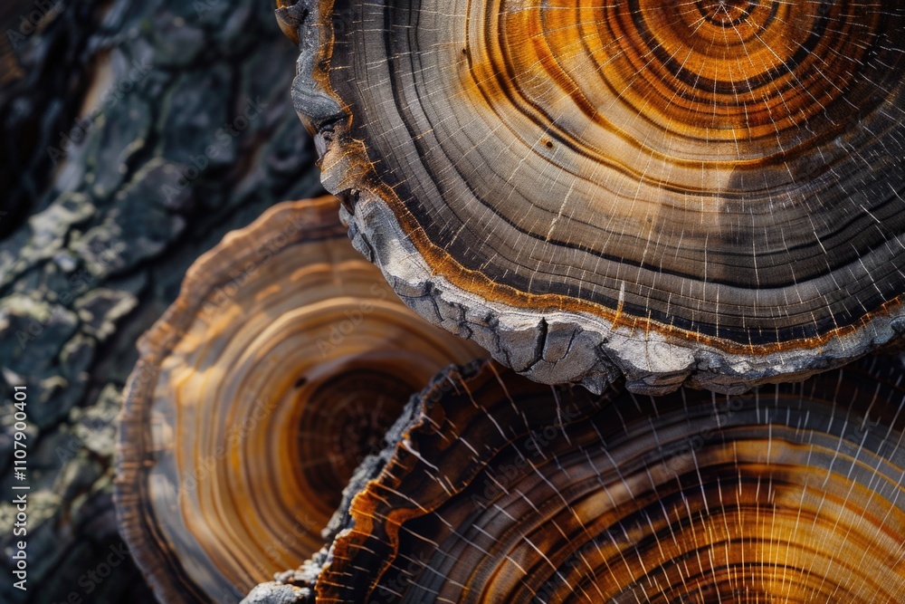 Poster Close-up view of tree trunk rings, showing growth patterns