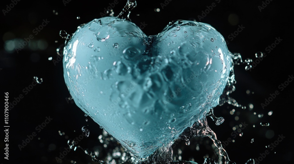 Poster a heart-shaped object surrounded by water splashes