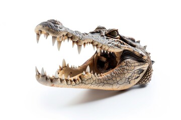 Fototapeta premium A close-up view of a crocodile's head with its mouth open, suitable for wildlife or animal-related projects
