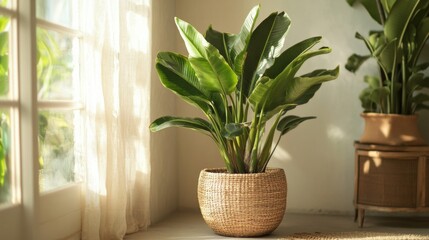 Fototapeta premium Indoor Tranquility with Lush Greenery