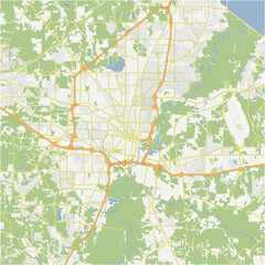 Fototapeta premium Map of Jackson in Mississippi in a normal road map style. Contains layered vector with roads water, parks, etc.