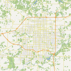 Fototapeta premium Map of Springfield in Missouri in a normal road map style. Contains layered vector with roads water, parks, etc.
