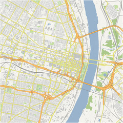 Obraz premium Map of St. Louis Center in Missouri in a normal road map style. Contains layered vector with roads water, parks, etc.