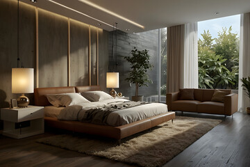 Fototapeta premium Mastering Minimalism: Simple and Elegant Bedroom Interiors