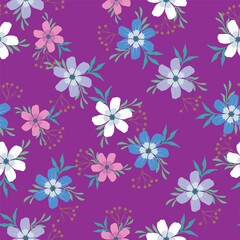 Small colorful flowers and brown flowers, hand drawn. Seamless on a light yellow background. Designed for fabric, fashion, textiles, wallpaper,