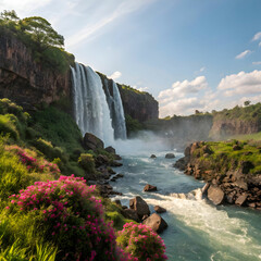 beautiful waterfall in chile south america