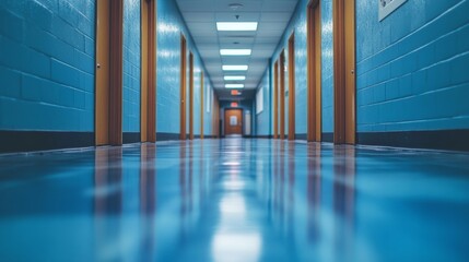 Long Blue Corridor Perspective