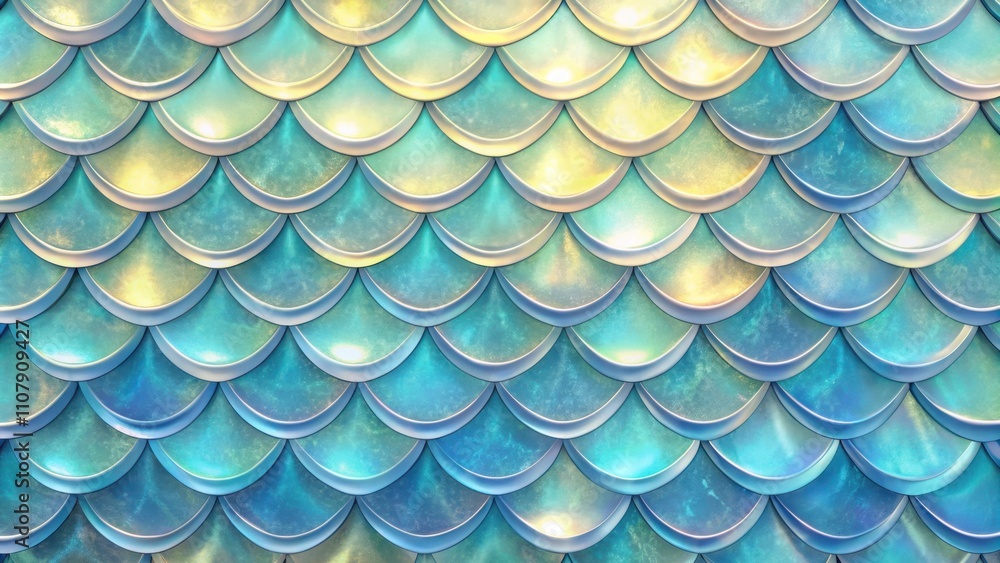 Poster abstract teal and gold mermaid scale pattern, perfect for decorative or design projects